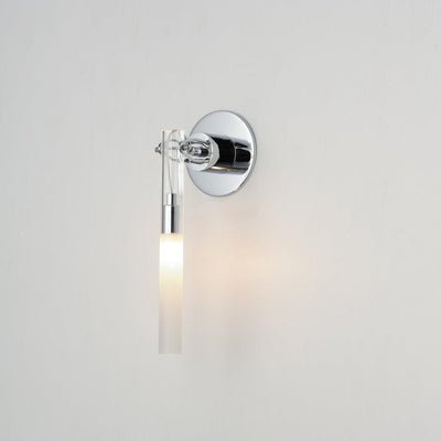 Chrome with Clear and Frosted Cylindrical Glass Tube Wall Sconce - LV LIGHTING