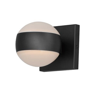 LED Black Aluminum Frame with Clear and White Glass Orb Outdoor Wall Sconce - LV LIGHTING