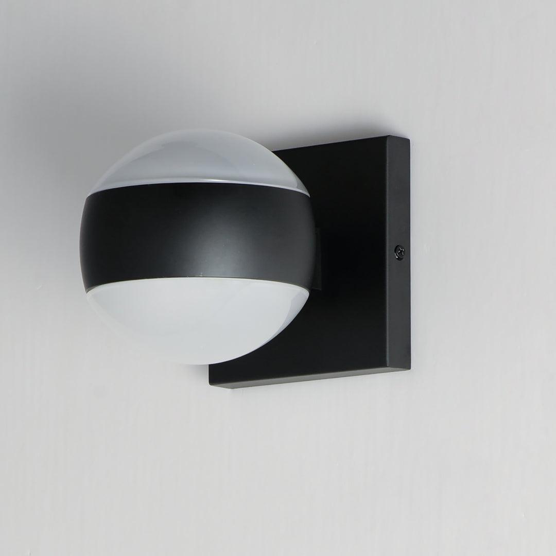 LED Black Aluminum Frame with Clear and White Glass Orb Outdoor Wall Sconce - LV LIGHTING