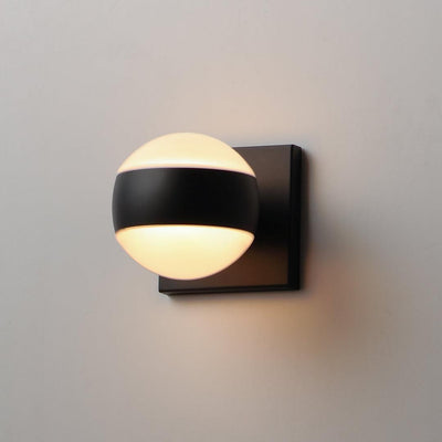 LED Black Aluminum Frame with Clear and White Glass Orb Outdoor Wall Sconce - LV LIGHTING