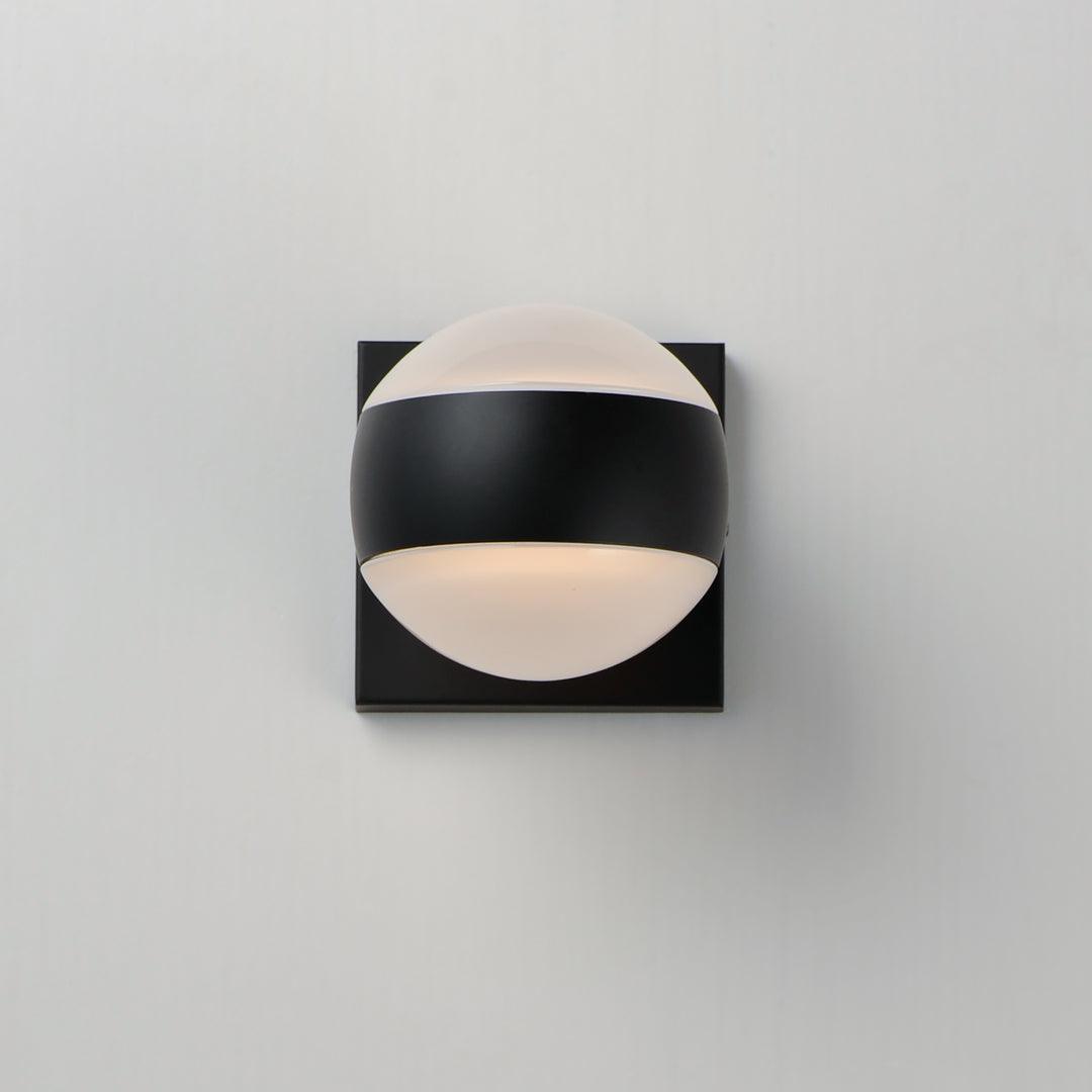 LED Black Aluminum Frame with Clear and White Glass Orb Outdoor Wall Sconce - LV LIGHTING