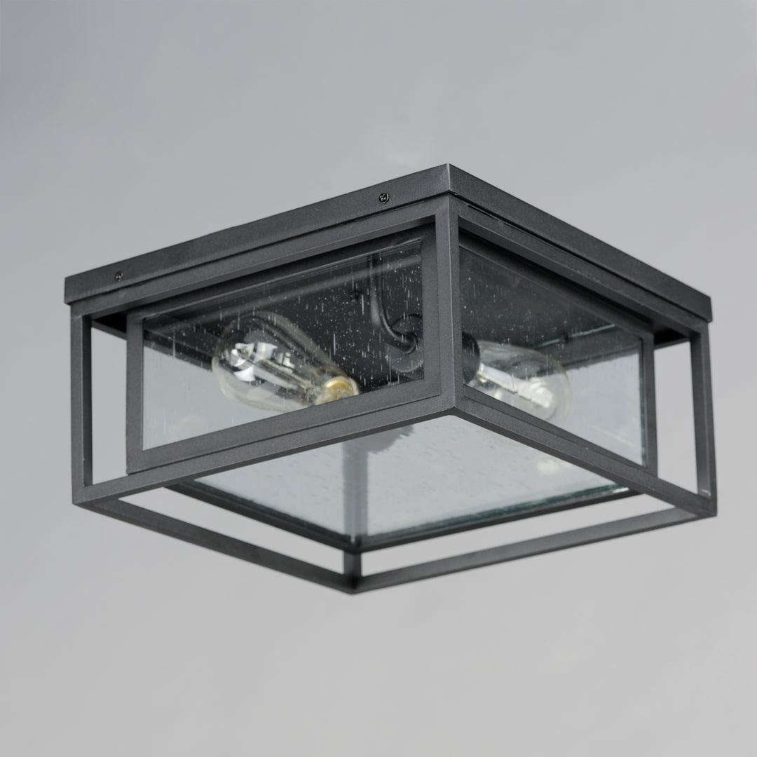 Black Aluminum Frame In Frame with Clear Seedy Glass Shade Outdoor Flush Mount - LV LIGHTING