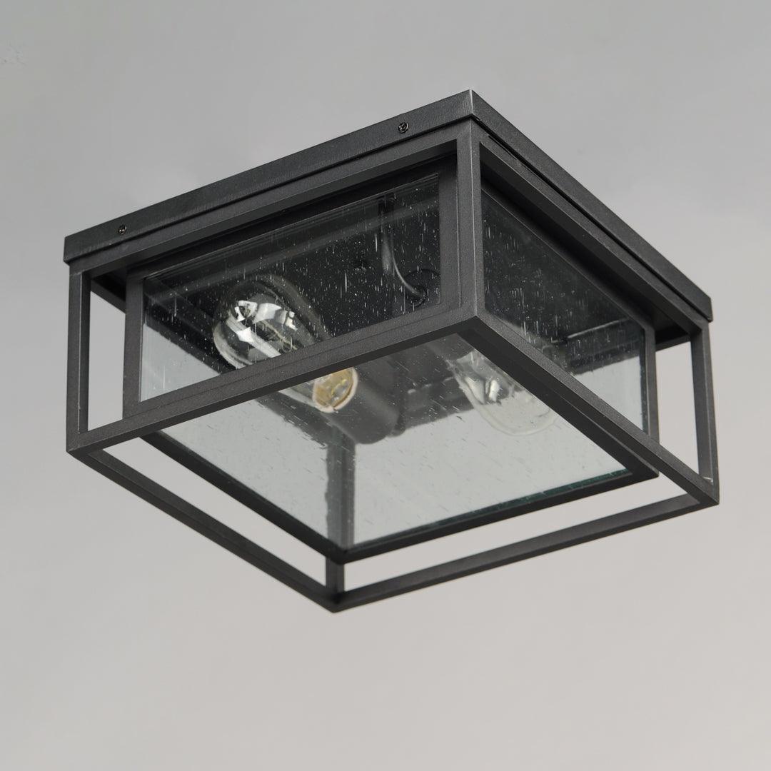 Black Aluminum Frame In Frame with Clear Seedy Glass Shade Outdoor Flush Mount - LV LIGHTING