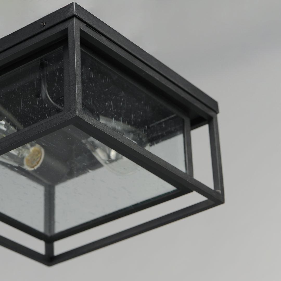 Black Aluminum Frame In Frame with Clear Seedy Glass Shade Outdoor Flush Mount - LV LIGHTING