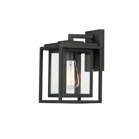 Black Aluminum Frame In Frame with Clear Seedy Glass Shade Outdoor Wall Sconce - LV LIGHTING