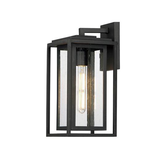 Black Aluminum Frame In Frame with Clear Seedy Glass Shade Outdoor Wall Sconce - LV LIGHTING