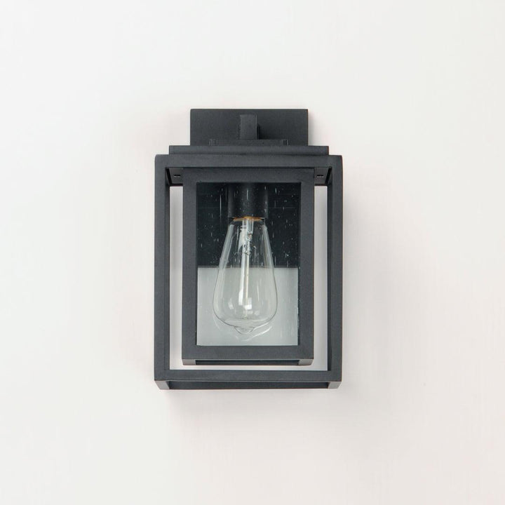 Black Aluminum Frame In Frame with Clear Seedy Glass Shade Outdoor Wall Sconce - LV LIGHTING
