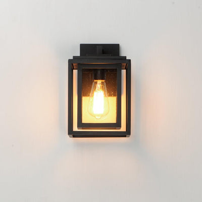 Black Aluminum Frame In Frame with Clear Seedy Glass Shade Outdoor Wall Sconce - LV LIGHTING