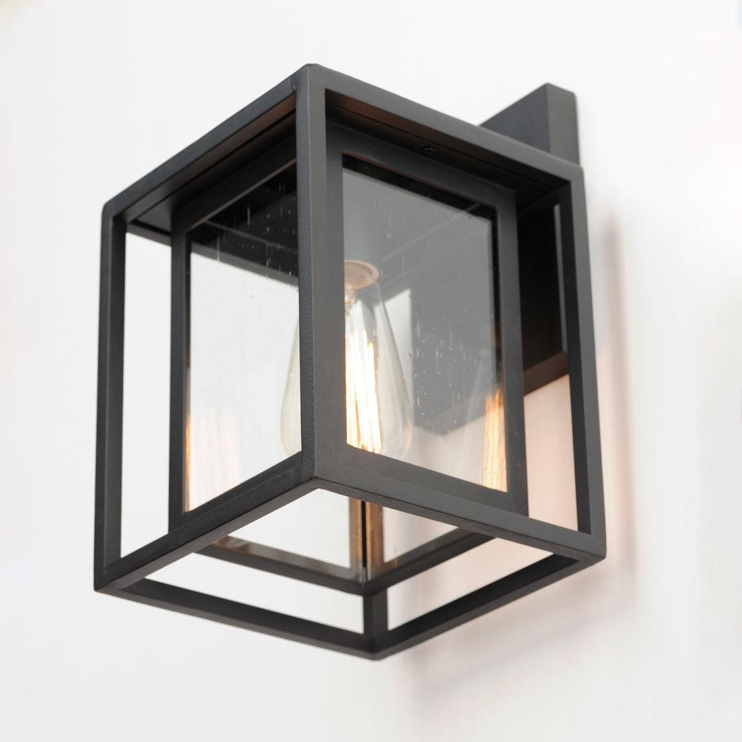 Black Aluminum Frame In Frame with Clear Seedy Glass Shade Outdoor Wall Sconce - LV LIGHTING