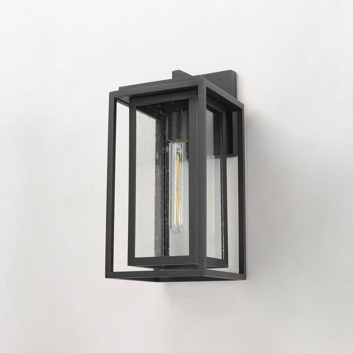 Black Aluminum Frame In Frame with Clear Seedy Glass Shade Outdoor Wall Sconce - LV LIGHTING