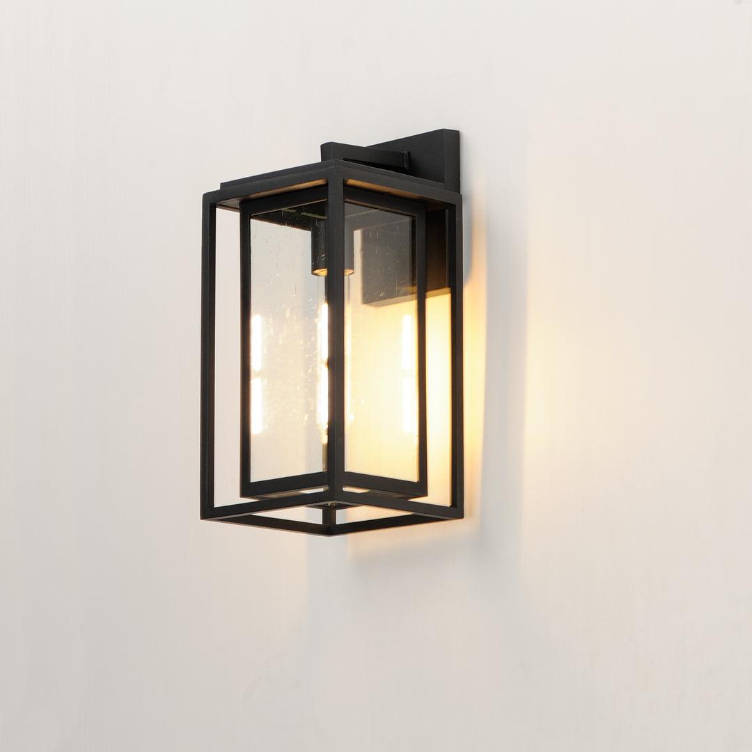 Black Aluminum Frame In Frame with Clear Seedy Glass Shade Outdoor Wall Sconce - LV LIGHTING