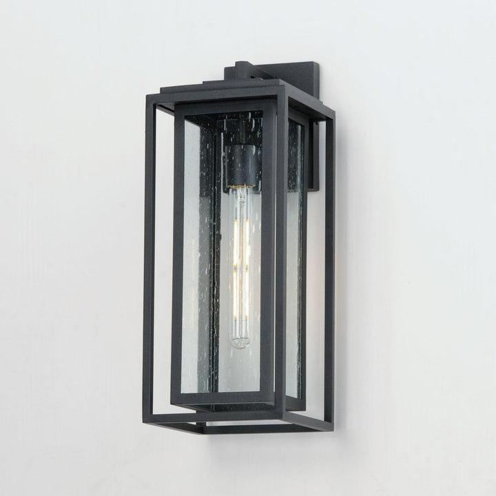 Black Aluminum Frame In Frame with Clear Seedy Glass Shade Outdoor Wall Sconce - LV LIGHTING