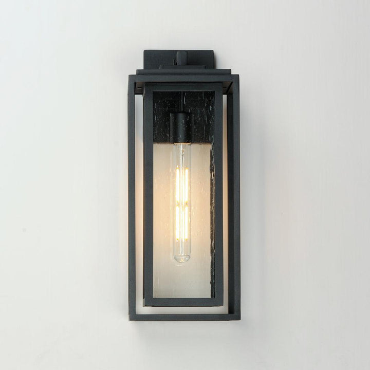 Black Aluminum Frame In Frame with Clear Seedy Glass Shade Outdoor Wall Sconce - LV LIGHTING