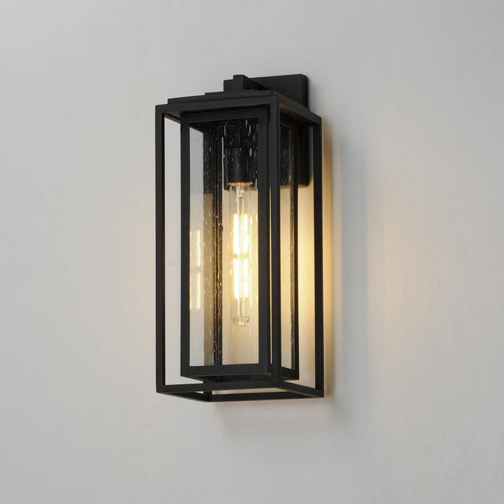 Black Aluminum Frame In Frame with Clear Seedy Glass Shade Outdoor Wall Sconce - LV LIGHTING