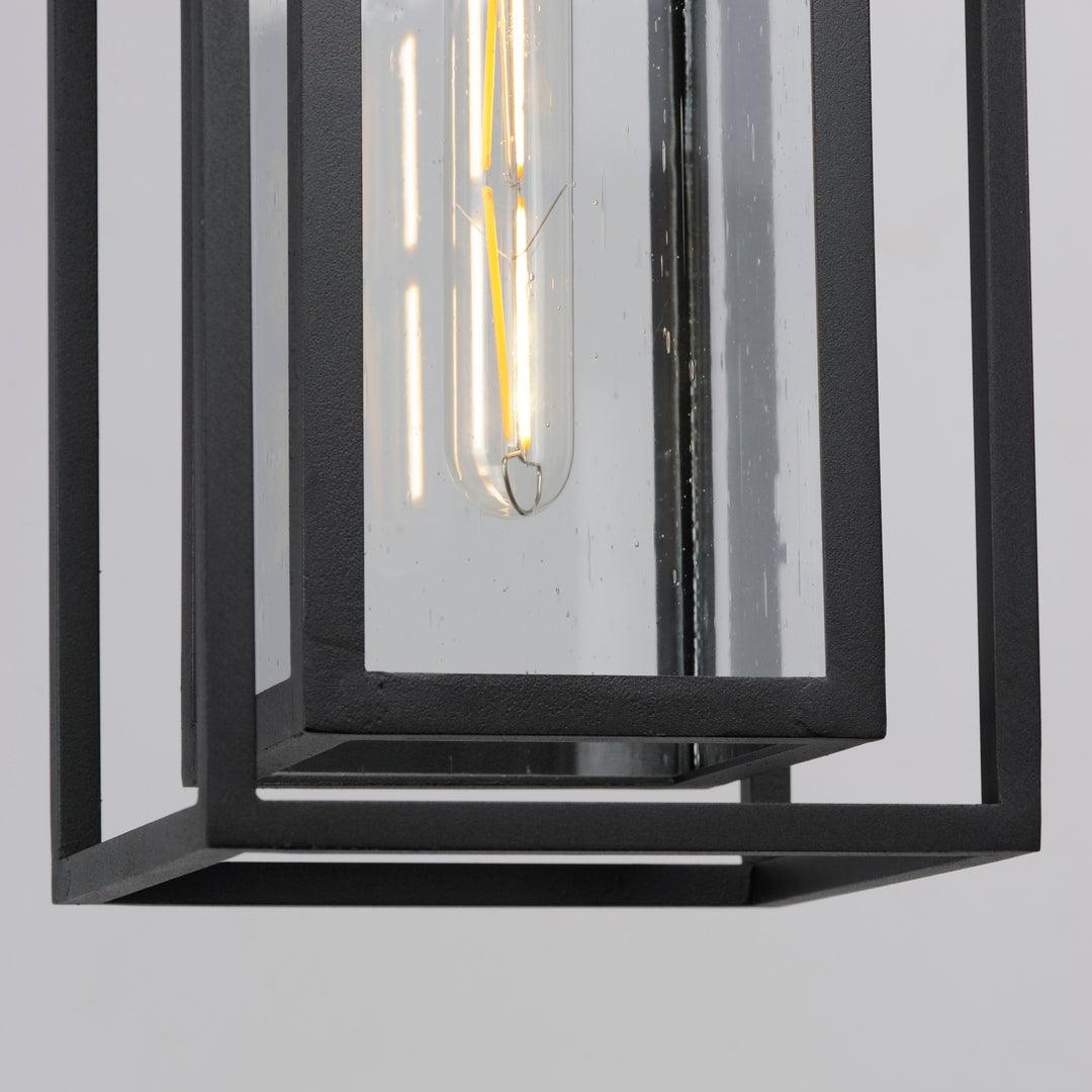 Black Aluminum Frame in Frame with Clear Seedy Glass Shade Outdoor Pendant - LV LIGHTING