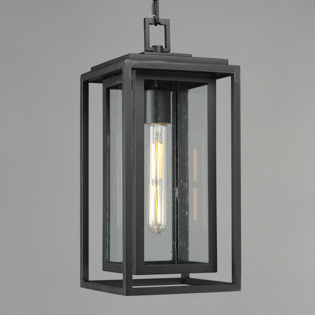 Black Aluminum Frame in Frame with Clear Seedy Glass Shade Outdoor Pendant - LV LIGHTING