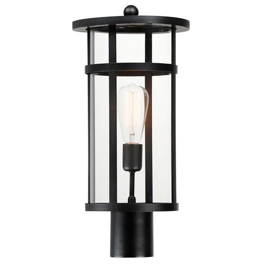 Black Aluminum Frame with Clear Glass Shade Outdoor Post Light - LV LIGHTING