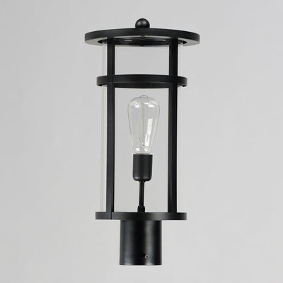Black Aluminum Frame with Clear Glass Shade Outdoor Post Light - LV LIGHTING