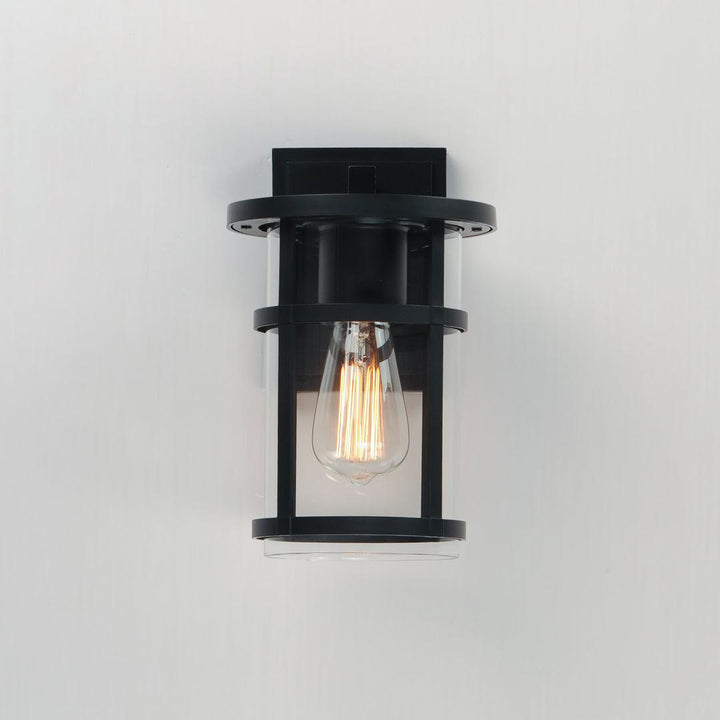 Black Aluminum Frame with Clear Glass Shade Outdoor Wall Sconce - LV LIGHTING