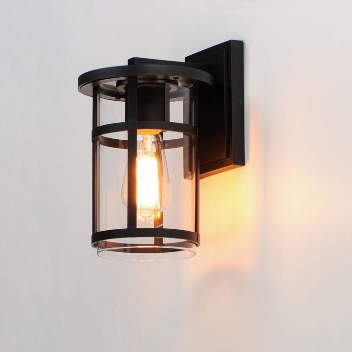 Black Aluminum Frame with Clear Glass Shade Outdoor Wall Sconce - LV LIGHTING