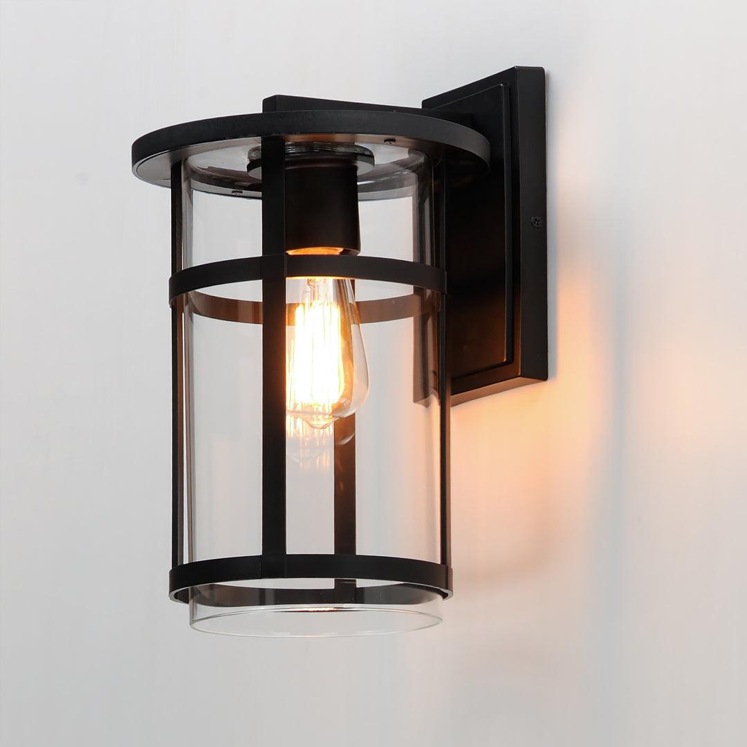 Black Aluminum Frame with Clear Glass Shade Outdoor Wall Sconce - LV LIGHTING
