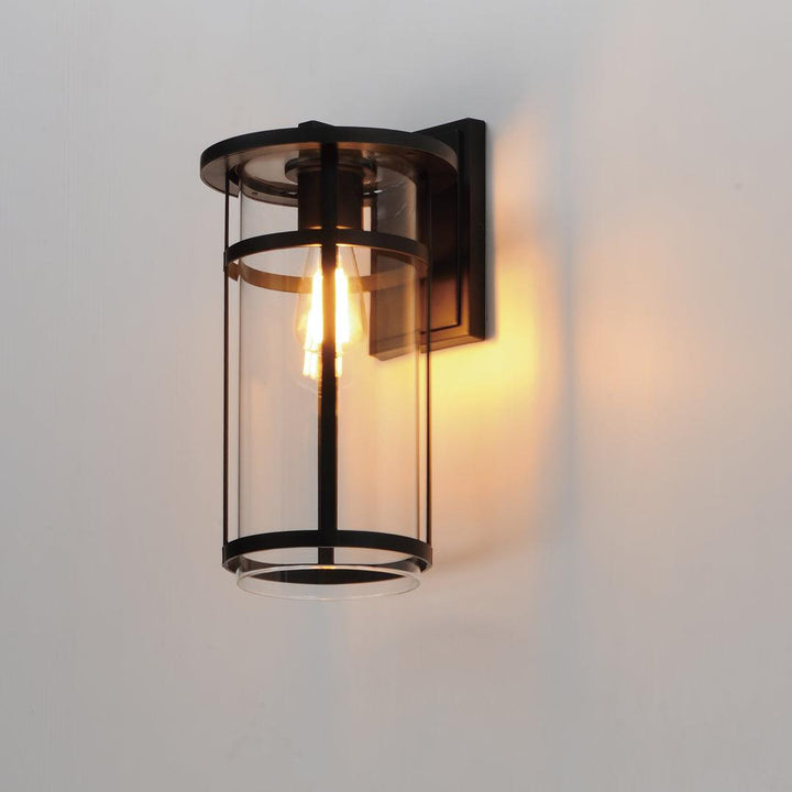 Black Aluminum Frame with Clear Glass Shade Outdoor Wall Sconce - LV LIGHTING