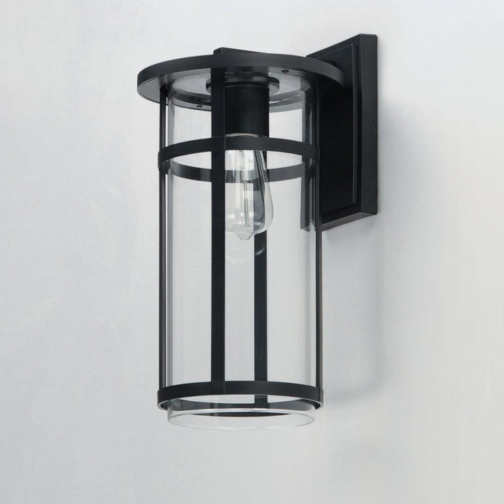 Black Aluminum Frame with Clear Glass Shade Outdoor Wall Sconce - LV LIGHTING