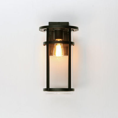 Black Aluminum Frame with Clear Glass Shade Outdoor Wall Sconce - LV LIGHTING