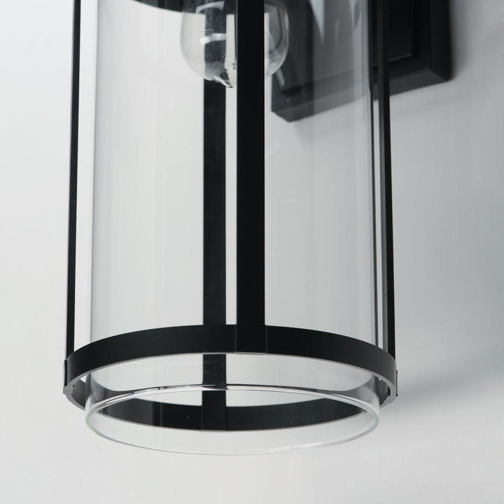 Black Aluminum Frame with Clear Glass Shade Outdoor Wall Sconce - LV LIGHTING