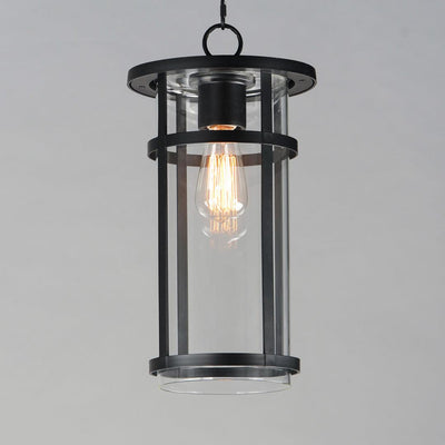 Black Aluminum Frame with Clear Glass Shade Outdoor Pendant - LV LIGHTING