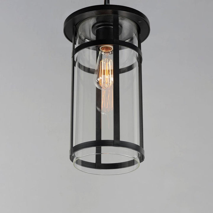 Black Aluminum Frame with Clear Glass Shade Outdoor Pendant - LV LIGHTING
