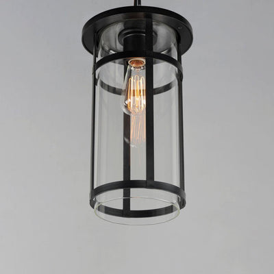 Black Aluminum Frame with Clear Glass Shade Outdoor Pendant - LV LIGHTING