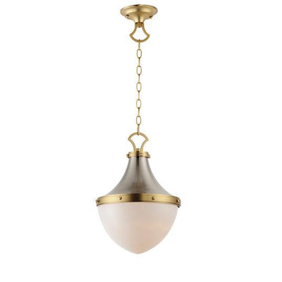 Satin Nickel with Stain Brass Frame with Satin White Glass Diffuser Pendant - LV LIGHTING