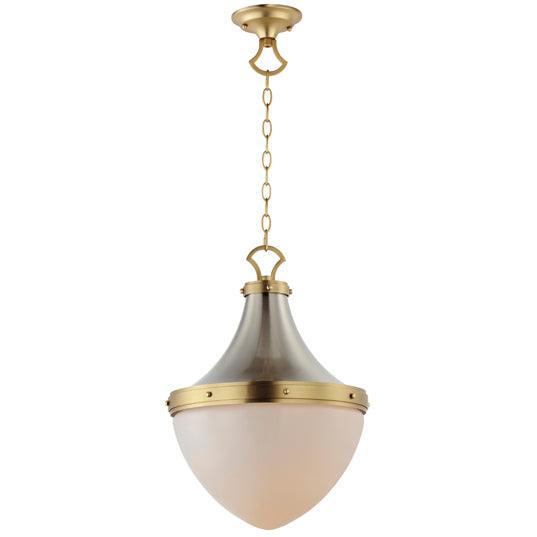 Satin Nickel with Stain Brass Frame with Satin White Glass Diffuser Pendant - LV LIGHTING