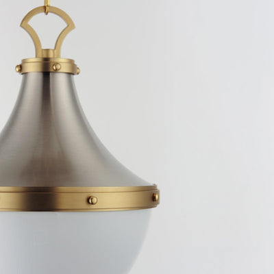 Satin Nickel with Stain Brass Frame with Satin White Glass Diffuser Pendant - LV LIGHTING