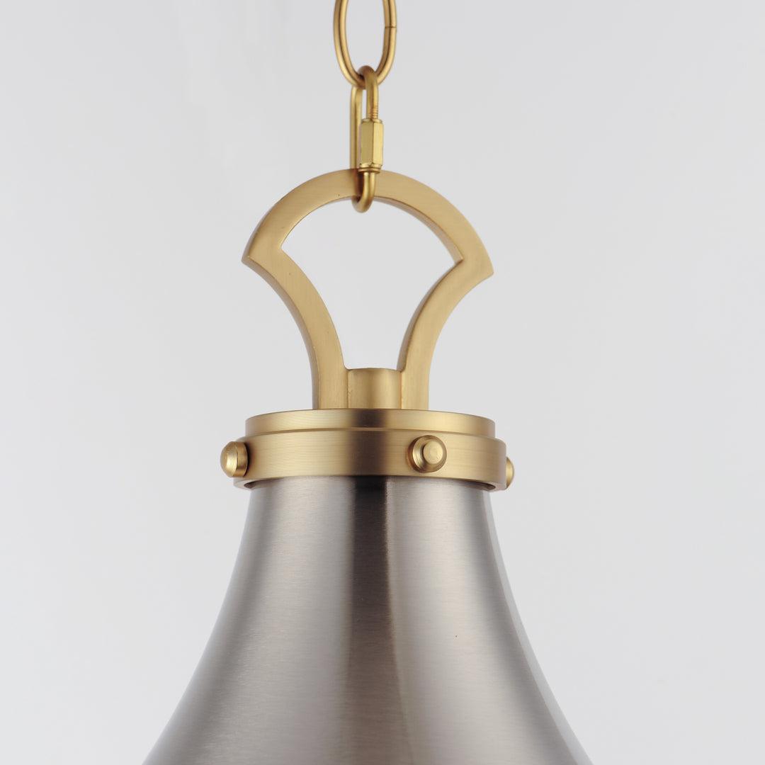 Satin Nickel with Stain Brass Frame with Satin White Glass Diffuser Pendant - LV LIGHTING