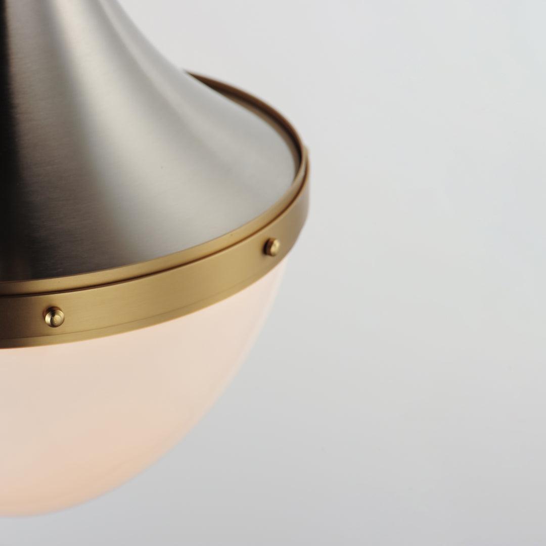 Satin Nickel with Stain Brass Frame with Satin White Glass Diffuser Pendant - LV LIGHTING