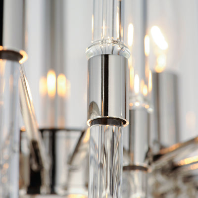 Steel Frame with Clear Glass Rod Chandelier