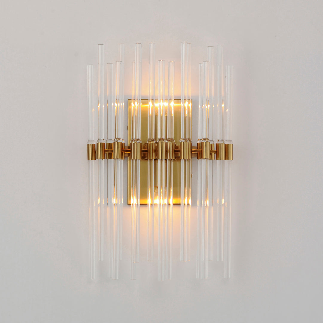 Steel Frame with Clear Glass Rod Wall Sconce