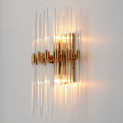 Steel Frame with Clear Glass Rod Wall Sconce