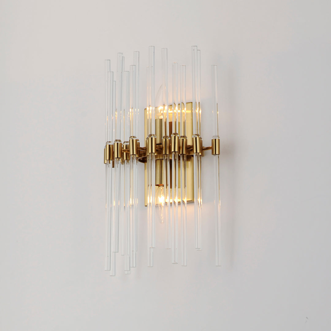 Steel Frame with Clear Glass Rod Wall Sconce