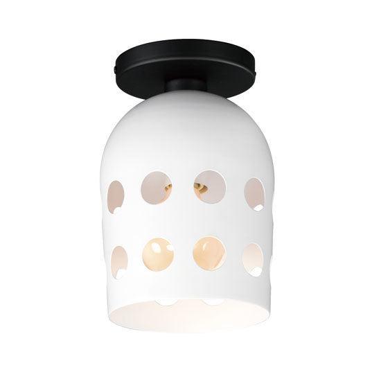 Black with White Dot Open Hole Shade Flush Mount - LV LIGHTING