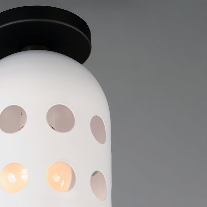 Black with White Dot Open Hole Shade Flush Mount - LV LIGHTING