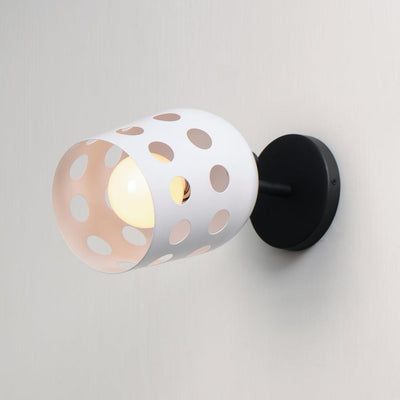 Black with White Dot Open Hole Shade Adjustable Wall Sconce - LV LIGHTING