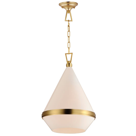 Steel Frame with Satin White Conical Glass Shade Pendant