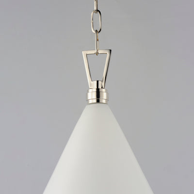 Steel Frame with Satin White Conical Glass Shade Pendant