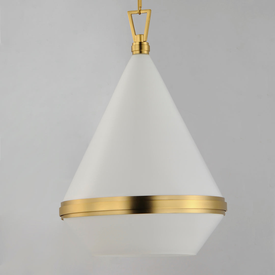 Steel Frame with Satin White Conical Glass Shade Pendant