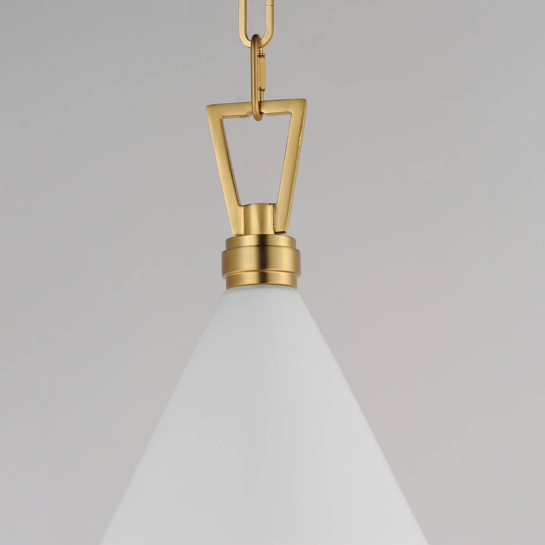 Steel Frame with Satin White Conical Glass Shade Pendant