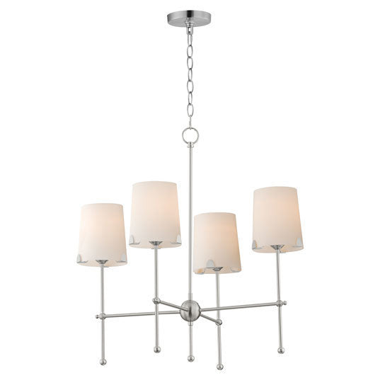 Steel Rod with Satin Glass Shade Chandelier