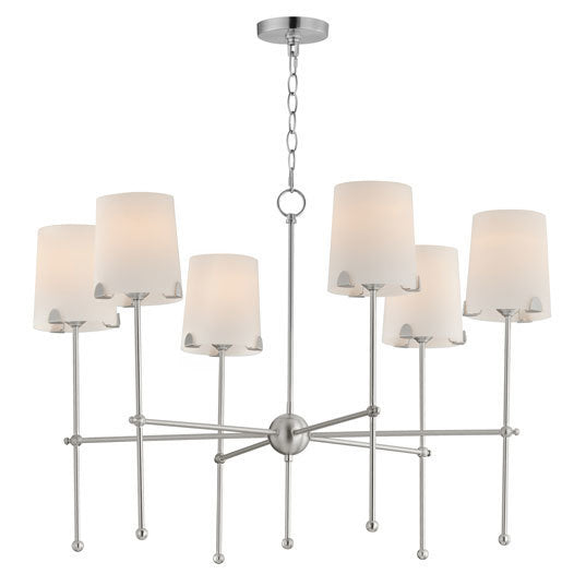 Steel Rod with Satin Glass Shade Chandelier